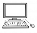 Bildschirm mit Tastatur und Maus. © Lebenshilfe für Menschen mit geistiger Behinderung Bremen e. V., Illustrator Stefan Albers, Atelier Fleetinsel, 2013